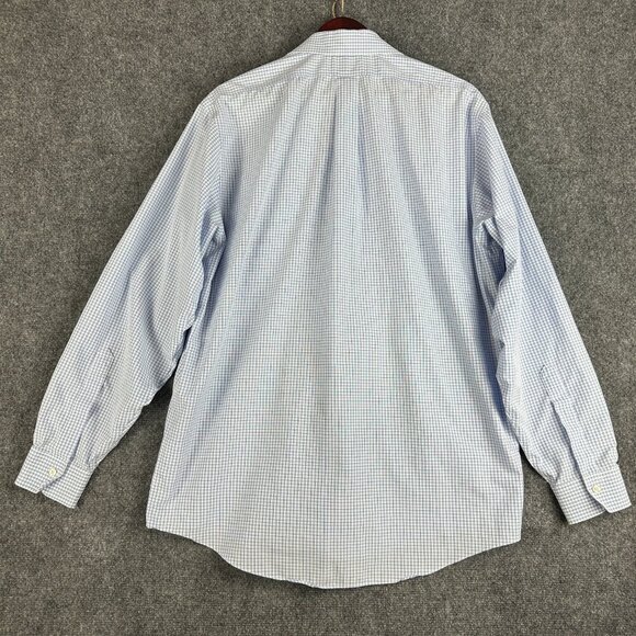 Brooks Brothers Shirt Mens 16.5 Madison Button Up Non Iron Blue White Check Cott - Picture 8 of 9